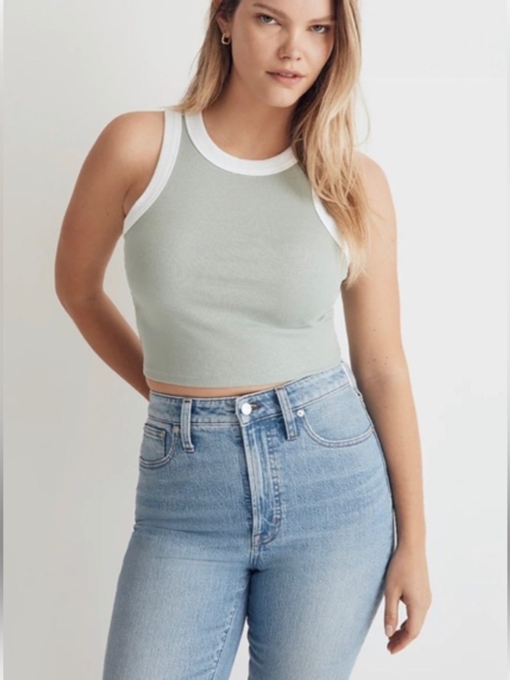 Madewell brightside cutaway crop tank
